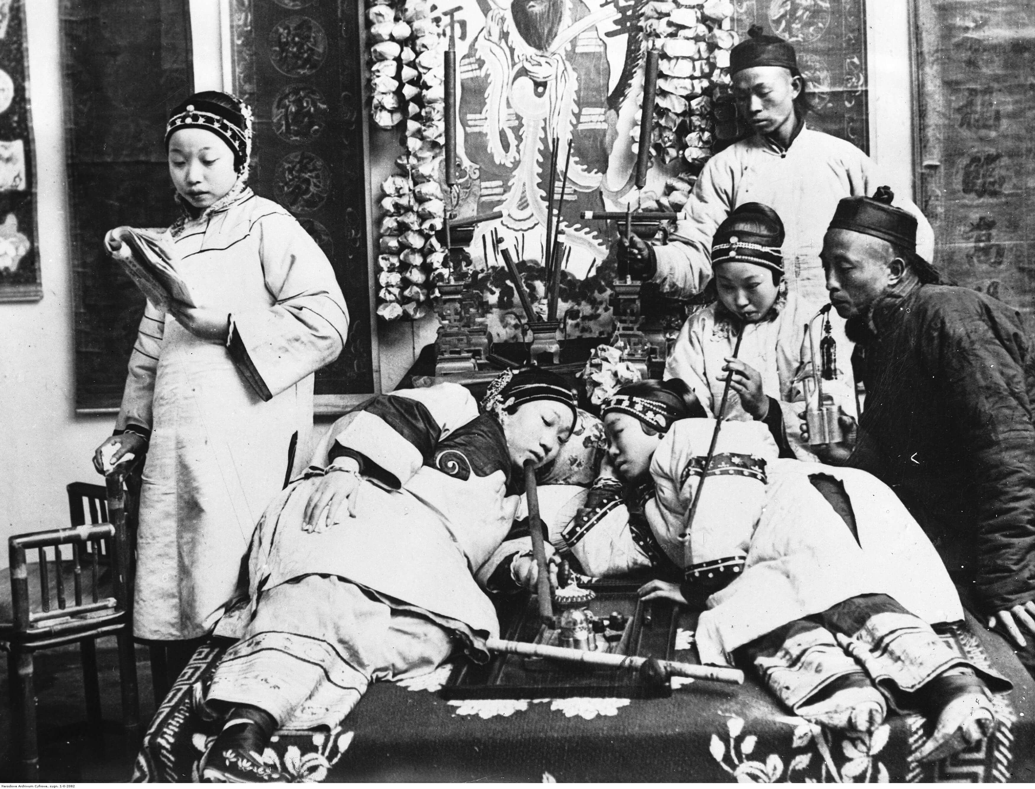 People smoking opium in Beijing in 1932.